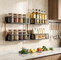 Wall Mounted Spice Rack, Black, 4 Pack | 4 Hooks Included, Screw or Adhesive Installation, For Stove Cabinet Pantry Door, Kitchen and RV Use - size: 4 pack
