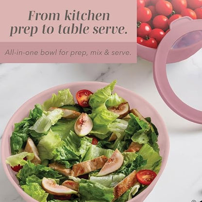 COOK WITH COLOR Mixing Bowls with Lids - 12 Piece Plastic Nesting Bowls Set includes 6 Prep Bowls and 6 Lids, Microwave Safe Mixing Bowl Set, Pink Diamond - color: Pink Diamond