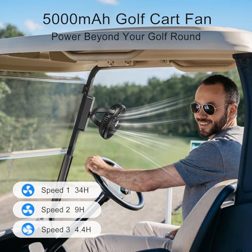 AMACOOL 5000mAh Magnetic Cruise Golf Cart Fan, Camping Fans with Hook, Ultra-Compact Travel Fan for Sleeping, Work Light Tool Gifts for Men Dad BBQ Grill, Travel Camping Cruise Essentials 2026 - size: 5.5 inch