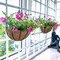 Shoplala Wall Hanging Planter for Outdoor (2 Pack, 10 Inch) Black Metal Hanging Flower Basket for Plants, Wall Planters with Coco Liner Indoor Wall Mounted Plant Holder Outside Balcony Fence Rail Deck - size: 10" (25cm) x 2 Pack