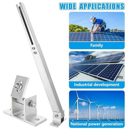 Adjustable Solar Panel Tilt Mount Brackets Aluminum Alloy Solar Panel Mounting Support up to 50 70 100 150 200 300 400 Watt Solar Panel for Flat Surface Roof RV Boat Off-Grid (Mount Only) Silver - color: 1 SET