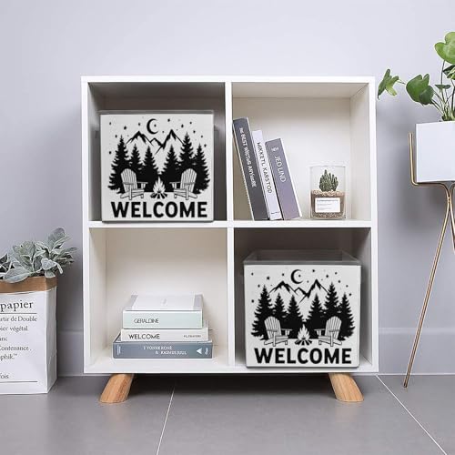 Welcome To Camping Foldable Storage Box with Handle Organizer Containers for Home Office Clothes Office Supplies - color: style