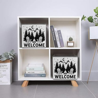 Welcome To Camping Foldable Storage Box with Handle Organizer Containers for Home Office Clothes Office Supplies - color: style
