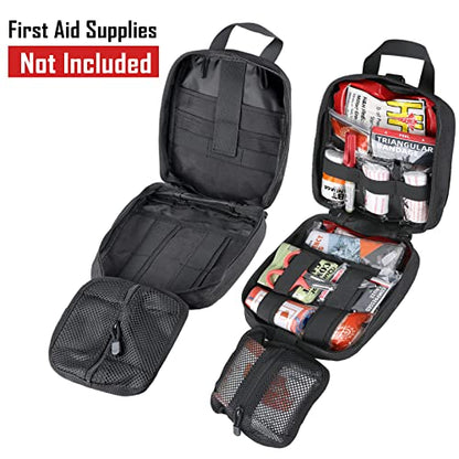LIVANS 1000D First Aid Bag Empty Medical Ifak Pouch Molle EMT Pouches Rip-Away Tactical Military Trauma Emergency Medic Bag - color: Black(7.1"l X 3.5"w X 8"h)
