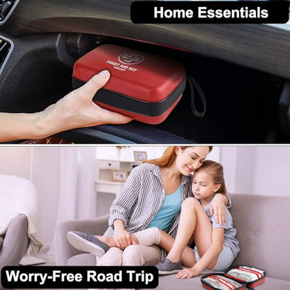 VRIEXSD Premium First Aid Kit, 320 Piece Waterproof Hard Shell Eva First Aid Kit for Home, Camping, Cars, Hiking, Travel, Businesses & Outdoor Emergencies - Emergency Medical Kits (Black) - color: Black