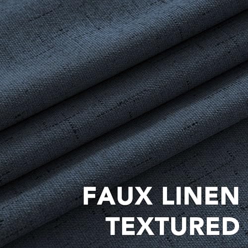 H.VERSAILTEX Linen Look 100% Blackout Curtains 45 Inches Long for Bedroom Full Light Blocking Rod Pocket 42 Inches Wide Linen Textured Thick Window Curtain Drapes with White Backing, Navy, 2 Panels - color: Navy, size: 42"W x 45"L (Pack of 2)