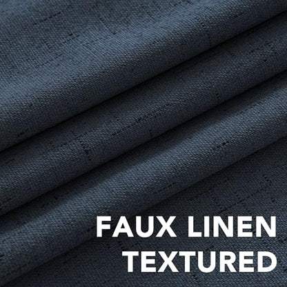H.VERSAILTEX Linen Look 100% Blackout Curtains 45 Inches Long for Bedroom Full Light Blocking Rod Pocket 42 Inches Wide Linen Textured Thick Window Curtain Drapes with White Backing, Navy, 2 Panels - color: Navy, size: 42"W x 45"L (Pack of 2)