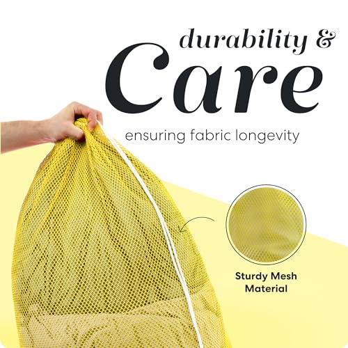 Handy Laundry Mesh Laundry Bags XL 24" x 36" – Heavy Duty, Durable Drawstring Bag for Delicates, College Dorm, Travel, Storage, Machine Washable, Foldable, 2-Pack (Yellow) - color: Yellow