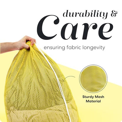 Handy Laundry Mesh Laundry Bags XL 24" x 36" – Heavy Duty, Durable Drawstring Bag for Delicates, College Dorm, Travel, Storage, Machine Washable, Foldable, 2-Pack (Yellow) - color: Yellow