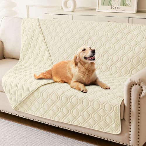 hyha Waterproof Dog Bed Blanket, Soft Pet Blankets, Waterproof Couch Cover for Dogs, Reversible Sofa Covers Washable for Furniture (52x82 Inch, Beige/Beige) - color: Beige+beige, size: 52x82 Inch