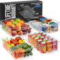 Zulay Kitchen 4 Pack Refrigerator Organizer Bins – Large Clear Fridge Storage Containers with Built-In Handles & Non-Slip Feet - Ideal Fridge Organizers, Kitchen Cabinets, Pantry Organization - size: L 14.75" x W 6.75"