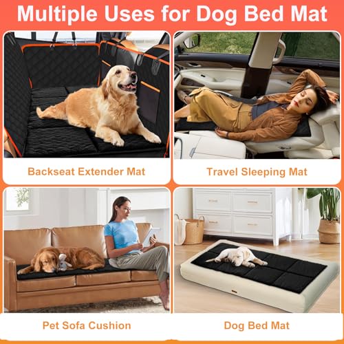 Car Backseat Dog Mat, Comfortable Non-Slip Cushion Suitable for Travel Dog Bed and Pet Home Sofa Blanket, Custom Mat for Car Backseat Extender and Seat Cover (Black 51.2 x 23.6in) - color: Black