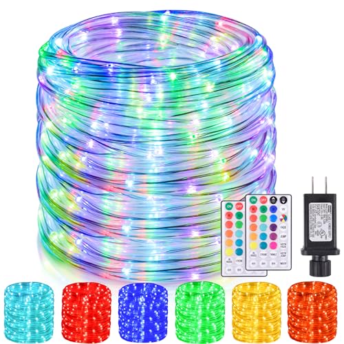 Nazuwke 164Ft Rope Lights Outdoor, 500 LEDs 18 Colors Changing String Lights Plug in with Remote, IP68 Waterproof Twinkle Fairy Light Rope Lighting Indoor for Bedroom Patio Christmas Halloween Decor - size: 164FT