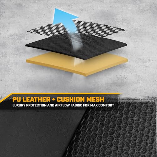 CAT PU Leather Rear Bench Seat Cover – Black, 60/40 Split Fit for Cars, Trucks, SUVs – Waterproof, Scratch-Resistant, Semi-Universal Fit Rear Seat Protector for Most Auto Interior – Easy Install