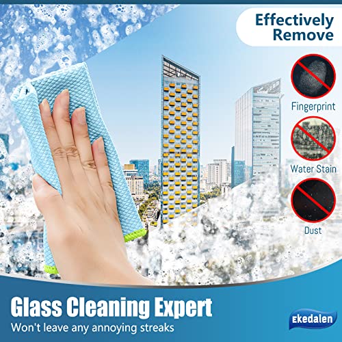 Microfiber Cleaning Cloth Lint Free Glass Cleaner Window Polishing Streak Free Miracle Easy Clean Rag Reusable for Mirror Kitchen Dish Auto Detailing,Pack of 8, 12'' x 16'', Blue and Grey - color: Blue and Grey, 12 X 16 Inch