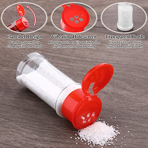 Amyhill 100 Pcs Plastic Spice Bottles Spice Jars Seasoning Jars Shaker Plastic Jars 3.3 Oz/ 100ml Seasoning Shaker with Shaker Lids(Red Lid) - color: Red Lid