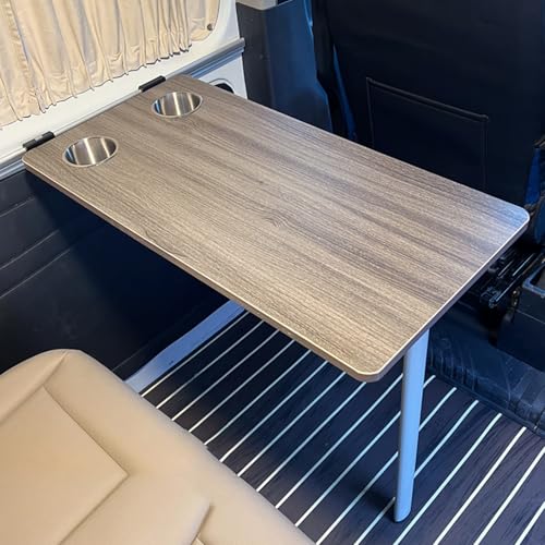 RV Dinette Table, Foldable RV Table with Two Cup Slots, Solid Wood Wall Mount Folding Picnic Table, Lightweight RV Table for Small Space, RV, Home Office, Bedroom or Kitchen(Gray) - color: Grey