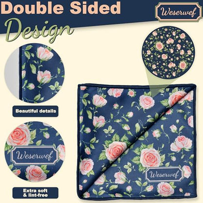 WESERWEF Design Microfiber Glasses Cleaning Cloth – Premium Cleaning Cloth for Eyeglasses, Screens, Tablets, Cameras & Lenses, 12" x 12", Ultra-Soft & Scratch-Free (Rose) - color: rose