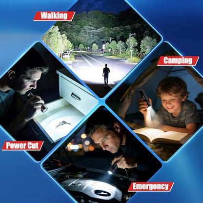 Rechargeable Flashlights 2 Pack, USB C LED Flash Light, Zoomable Waterproof 4 Modes Pocket EDC Handheld Flashlight for Camping Hiking Dog Walking Home Emergency, Fathers Day Gift for Dad Men Him