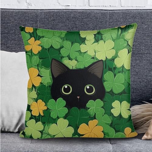 Cat Shamrock 3 Pcs RV Dinette Cushion Covers Anti-Slip Camper Cushion Slipcover Stretch 2 Seat Sofa Chair Covers St. Patrick's Day Accessories Backrest Cover and Pillowcase - color: Cat Shamrock