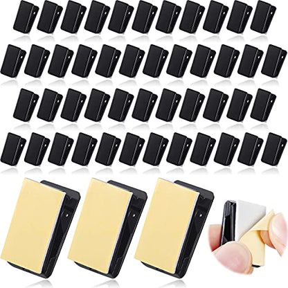 50 Pieces Self Adhesive Clips Wall Tapestry Clips Plastic Sticky Picture Hanging Poster for Teachers Double Sided Adhesive Spring for Home Office(Black) - color: Black