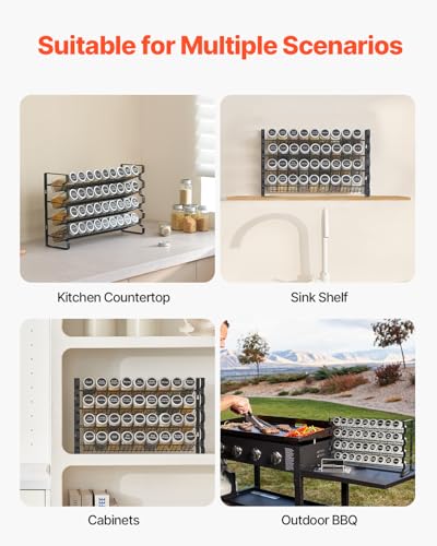 VEVOR Spice Rack Organizer for Cabinet, Spice Organizer with 36 Empty Spice Jars, Lids, Spice Labels, and Funnel Complete Set, Seasoning Organizer for Countertop, Kitchen, Pantry, Cupboard, 18x11 in - size: 18x11 in