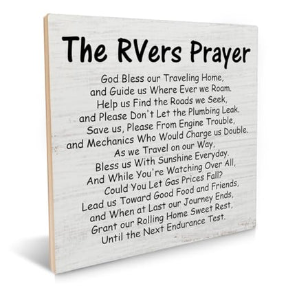 Funny Camping Sign The RVers Prayer Wood Plaque Desk Signs for Home RV Camper RV Motorhome Accessories Decorations Gifts for RV Owners Camping Lover