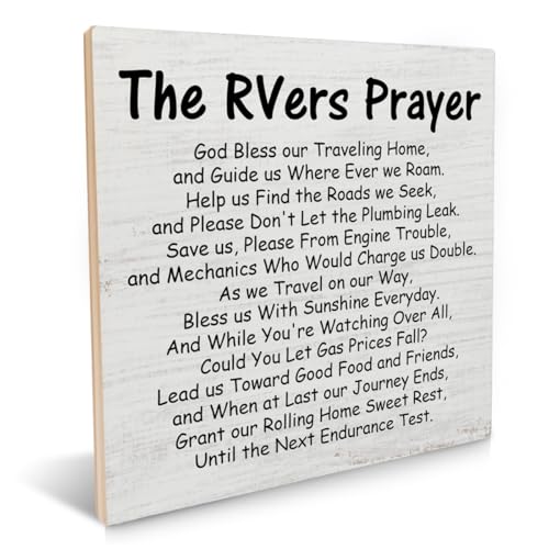 Funny Camping Sign The RVers Prayer Wood Plaque Desk Signs for Home RV Camper RV Motorhome Accessories Decorations Gifts for RV Owners Camping Lover