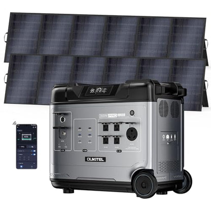 OUKITEL (2025 New)Portable Power Station P5000 Pro With 2 * 500W Solar Panel, 5x3600W AC Output (6000W Surge),5120Wh Large Capacity Solar Generator,1000W MPPT Solar for Emergency, Home Backup, Camping