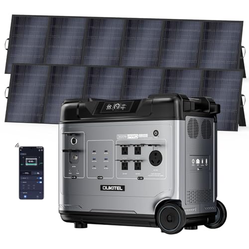 OUKITEL (2025 New)Portable Power Station P5000 Pro With 2 * 500W Solar Panel, 5x3600W AC Output (6000W Surge),5120Wh Large Capacity Solar Generator,1000W MPPT Solar for Emergency, Home Backup, Camping