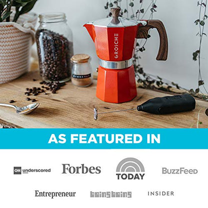 GROSCHE Milano Stovetop Espresso Maker Moka Pot 3 espresso Cup - 5oz, Red - Cuban Coffee Maker Stove top coffee maker Moka Italian espresso greca coffee maker brewer percolator - color: Red, size: 3 espresso cups