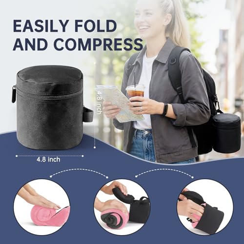 Neck Pillow Travel Pillow - 100% Pure Memory Foam Airplane Pillow with Adjustable Clasp & Removable Cover, Portable Travel Essentials for Long Flights, Car & Office (Pink) - color: Pink