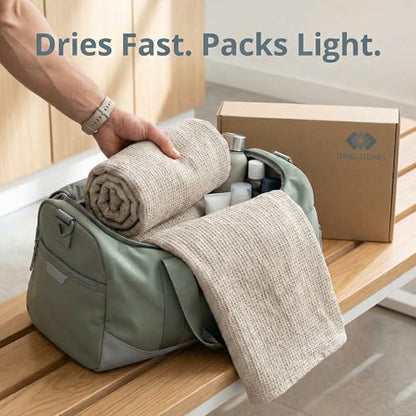 Pure 100% Linen Bath Towel - 30x60-inch Lightweight Travel Towel - Linen Beach Towel Waffle Weave Quick Dry Hair Towel - Thin Towels for Bathroom - color: Natural Linen, size: Bath Towel