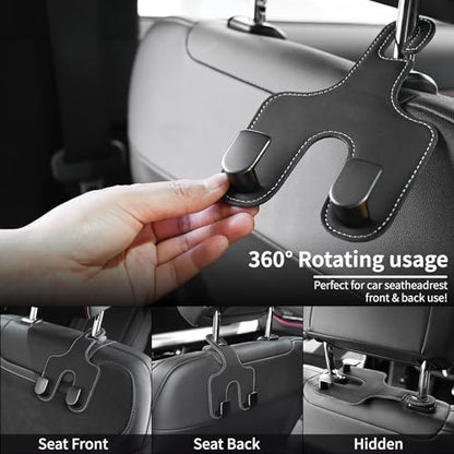 JEYODA Car Hooks for Purses and Bags, Flexible PU Vehicle Storage Hanger, Car Seat Back Organizer, Universal Hidden Multifunctional Headrest Hooks, Home (Style 2-Beige) - color: style 2-beige