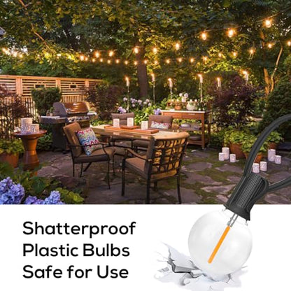 Banord 100FT G40 Globe String Lights, 2700K LED Outdoor Patio Lights String with 50 Dimmable Shatterproof Bulbs, Waterproof Connectable Hanging Lights for Backyard Porch Balcony Party, E12 Socket Base - size: 100FT