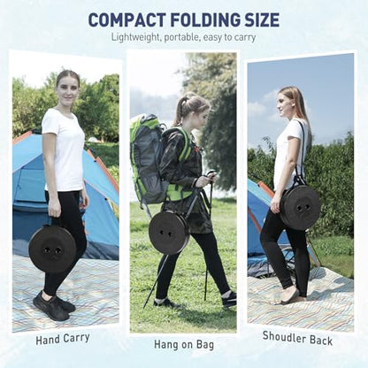 Upgraded Collapsible Stool, Portable Folding Stool with Load Capacity 500lbs for Adults, Sturdy Telescopic Seat for Camping Fishing Hiking BBQ, Black - color: Black