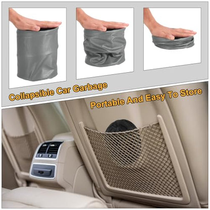 HARFINGTON 2 Packs Car Trash Can 0.9 Gallon Foldable Leak-Proof Garbage Organizer Portable Hanging Waterproof Truck Trash Bins for Van Automotive Vehicle Front Seat, Gray - color: Grey