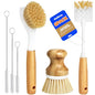 Holikme 6 Pack Dish Brush Scouring Pad Set with Bottle Brush, Dish Brush, Palm Scrub Brush and Straw Brush, Dish Scrubber Long Handle for Dish Bottle Cup Skillet Wok Pot Pan Cast Iron, Yellow - color: Yellow