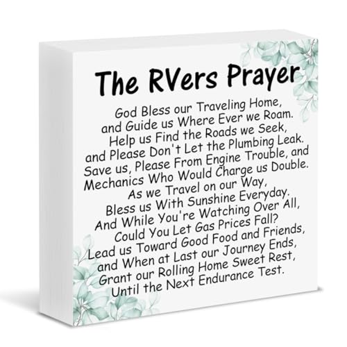 Christian Camper Box Sign Decor the Rvers Prayer Wood Block Sign RV Decorations for Inside Camper