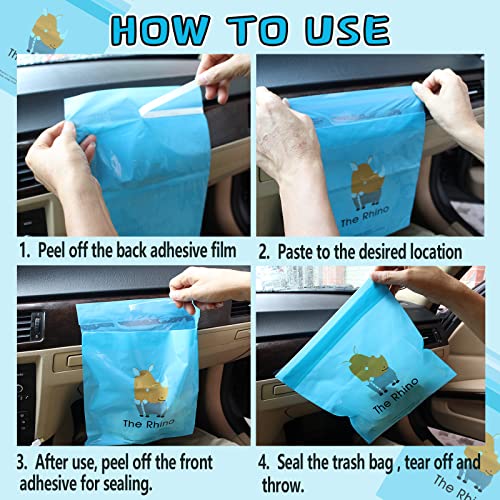 72pcs Car Trash Bags Easy Stick-On Disposable Portable Car Garbage Bags, Waterproof Leak Proof Barf Vomit Bags, Self Adhesive Cleaning Bags for Cars, Bedrooms, Bathrooms, Offices, Kitchens - Pattern B - color: B-72 Pieces
