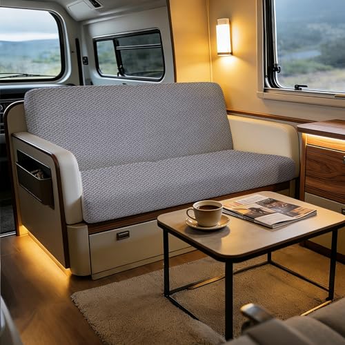 RV Dinette Cushion Covers, 4PCS Woven RV Couch Cover, Camper Cushion Covers, Camper-rv Sofa Cover for Couch, Bench Seat & Dinette Booth Cushions(Dark Grey,[39.4" to 49.2"]×[19.7" to 25.6"]) - color: Woven/Dark Grey/4pcs