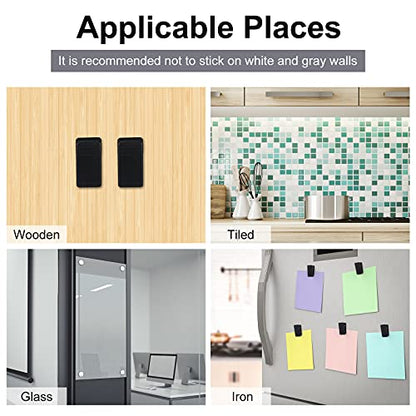 50 Pieces Self Adhesive Clips Wall Tapestry Clips Plastic Sticky Picture Hanging Poster for Teachers Double Sided Adhesive Spring for Home Office(Black) - color: Black