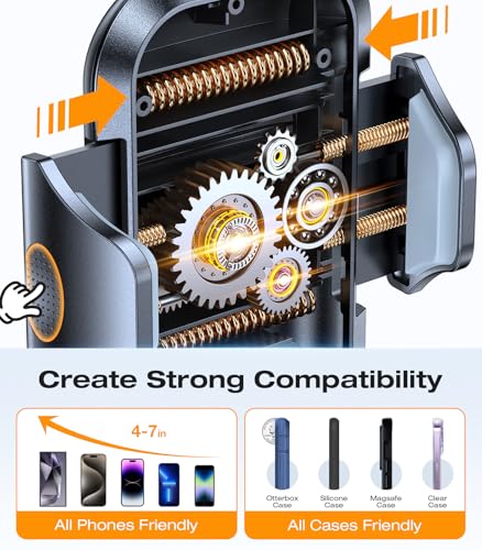 VICSEED Military-Grade Sturdy Car Phone Holder Mount, Upgraded Anti Shake Metal CD Slot & Air Vent Thick Case Friendly Phone Mount for Car Fit for iPhone 17 16 15 Samsung All Phones - color: Black