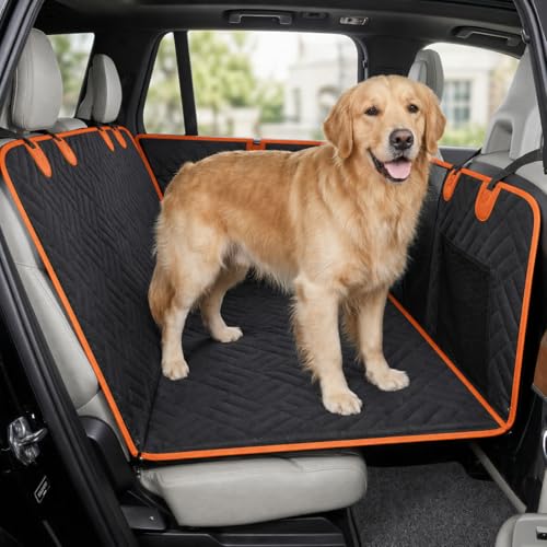 Hard Bottom Dog Car Seat Cover for SUV & Truck - Waterproof Backseat Extender & Hammock - Non-Sagging 400lb Heavy Duty Pet Safety Protector