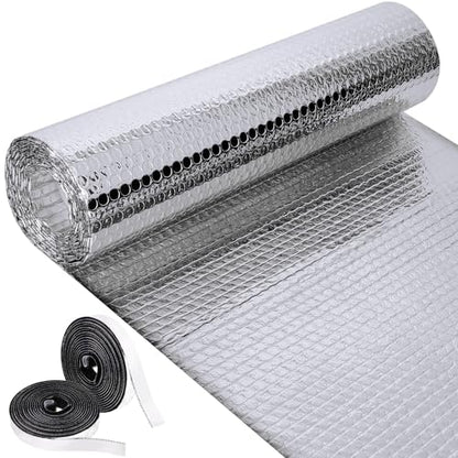 Frienda Rv Window Reflective Insulation Roll 59inch*8.3ft Double Aluminum Foil Heat Bubble Thermal Window Shade Door Cover Blackout for Garage Roof Travel Camper Skylight Shield - size: 59inch*8.3ft