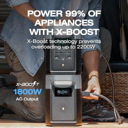 EF ECOFLOW Solar Generator Delta 2 with 220W Solar Panel, 1024Wh LFP(LiFePO4) Battery, 1800W AC/100W USB-C Output, Fast Charging Portable Power Station for Home Backup Power, Camping & RVs - style: DELTA 2+220W