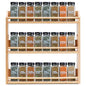Bamboo Spice Rack Organizer, 3 Tier Spice Storage Rack with Handles, Wood Seasoning Jars Shelf for Kitchen Counter, Pantry or Wall Mounting