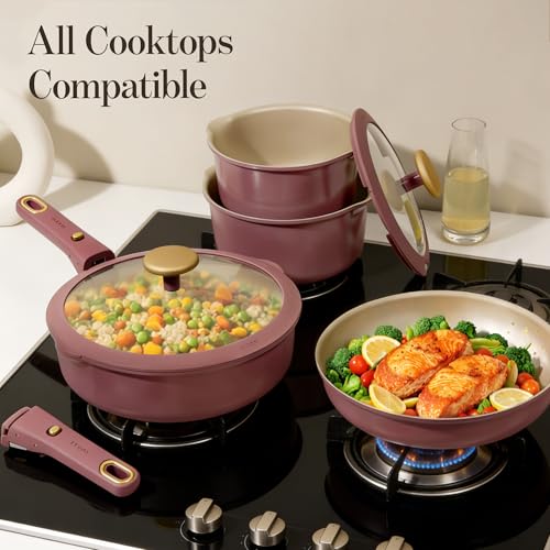 CAROTE 18Pcs Pots and Pans Set, Nonstick Cookware Set Detachable Handle, kitchen Pan Set, Induction kitchen cookware Non Stick, RV Cookware Set, Oven Safe, Red - color: Red