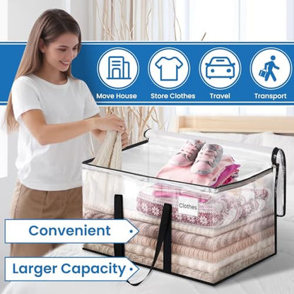 RoomHacks Heavy Duty Clear Moving Bags with Reinforced Handle and Double Zipper, Storage Totes, Packing Bags Alternative to Moving Essential and Supplies Box, Clear, Large, 6 Packs - size: 88L- 6Packs