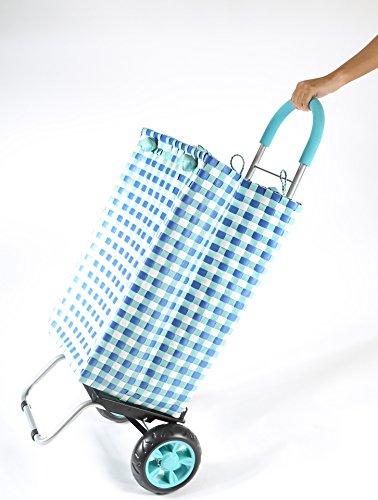 dbest products Trolley Dolly Shopping Grocery Foldable Cart Storage Mom, Blue Polka Dot - color: Blue Basket Weave, style: Cart